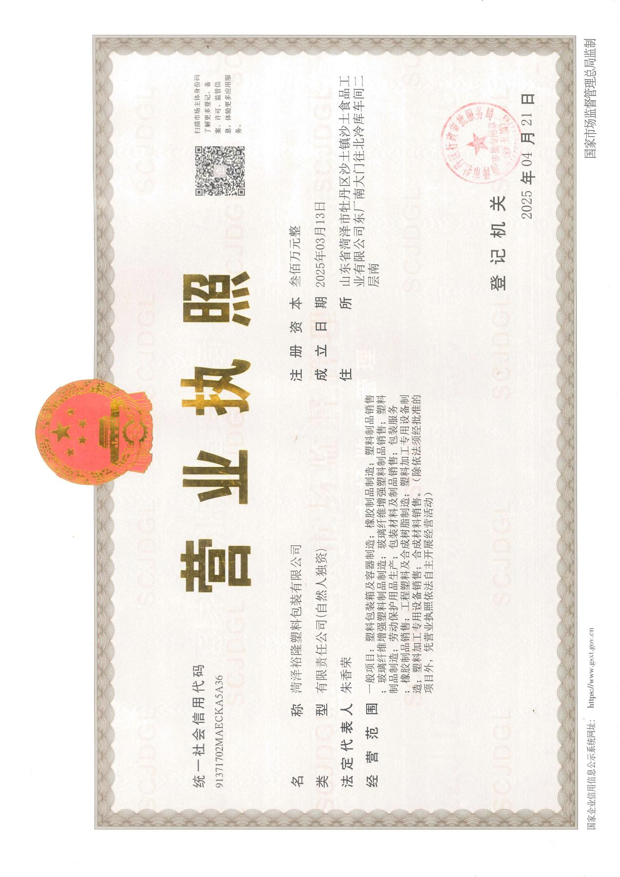 公司资质复印件